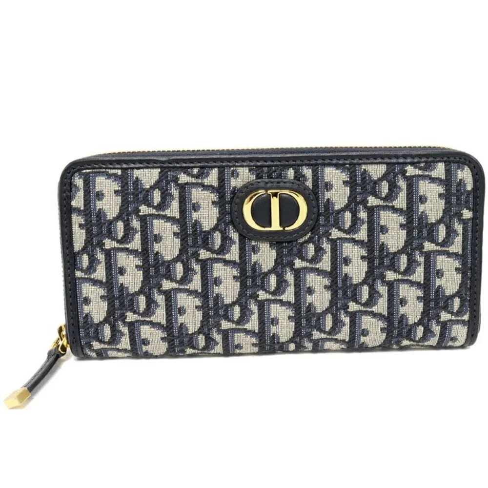Dior Round Zipper Long Wallet With Change Pocket Oblique Jacquard 30